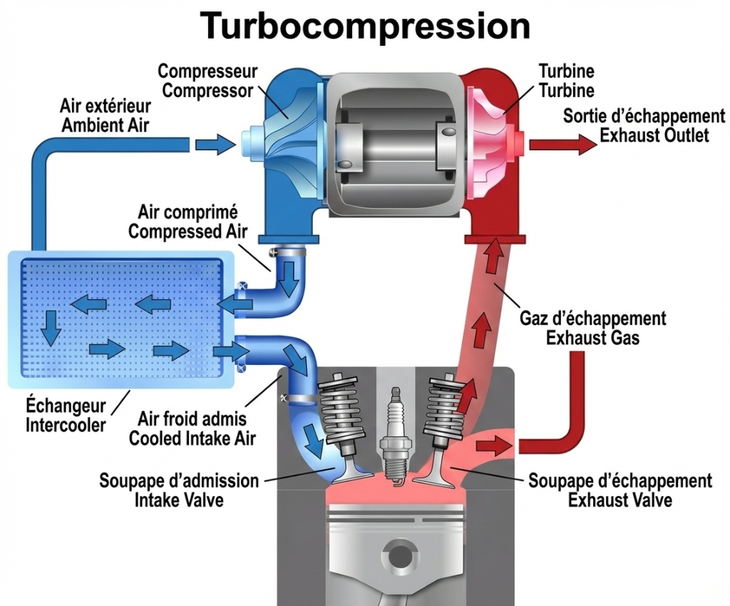 Schema della sovralimentazione turbo